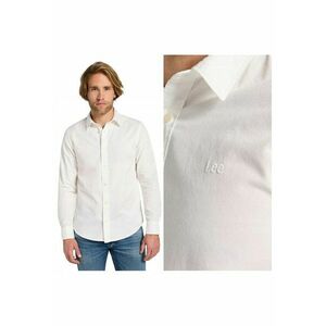 Camasa Barbati - Patch Shirt - Regular Fit - Design Clasic - Maneci Lungi - Cu Guler - Cu Nasturi - Bumbac - Alb - Alb imagine