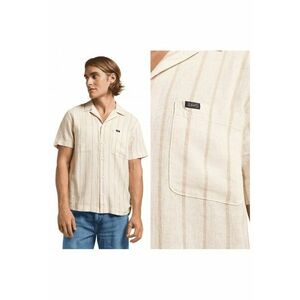 Camasa Barbati - 2PKT Camp Shirt - Regular Fit - Design Clasic - Maneci Scurti - Cu Guler - Cu Nasturi - Bumbac - Bej - Bej imagine
