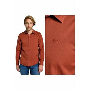 Camasa Barbati - Patch Shirt - Regular Fit - Design Clasic - Maneci Lungi - Cu Guler - Cu Nasturi - Bumbac - Rosu - Rosu imagine