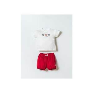 Set de tricou cu imprimeu logo si pantaloni scurti - Alb imagine