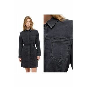 Rochie Dama - Style Elmira Dress - Regular Fit - Cu Guler - Maneci Lungi - Denim Accent - Nasturi - Bumbac - UE - Negru - Negru imagine