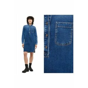 Rochie Dama - Aloha Henley Dress - Regular Fit - Cu Guler - Maneci Lungi - Denim Accent - Nasturi - Bumbac - UE - Albastru - Albastru imagine