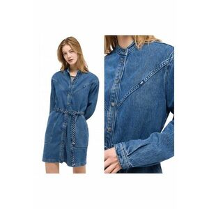 Rochie Dama - Style Paola Dress - Regular Fit - Cu Guler - Maneci Lungi - Denim Accent - Nasturi - Bumbac - UE - Albastru - Albastru imagine