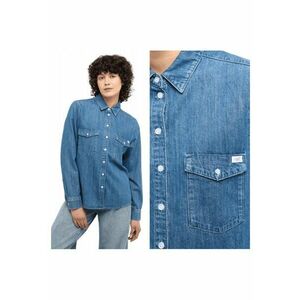 Camasa Dama - Style Sedana Basic Shirt - Regular Fit - Design Clasic - Maneci Lungi - Cu Guler - Cu Nasturi - Bumbac - Albastru - Albastru imagine