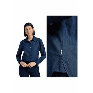 Camasa Dama - Classic Shirt - Regular Fit - Design Clasic - Maneci Lungi - Cu Guler - Cu Nasturi - Bumbac - Albastru - Albastru imagine