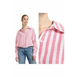 Camasa Dama - Elasticated Shirt - Regular Fit - Design Clasic - Maneci Lungi - Cu Guler - Cu Nasturi - Bumbac - Roz - Roz imagine