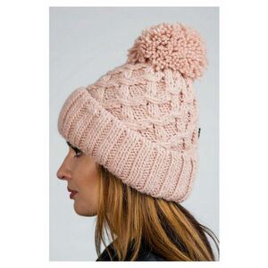 Caciula Dama Din Lana - Cz08 - Unica - Compozitie 30% Lana - 10% Viscoza - 60% Poliacril - Cu Pompon - Uni - Roz imagine