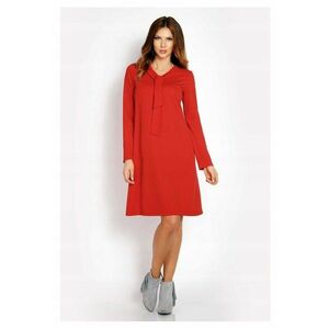 Rochie Dama - L010 - Trapez Midi - Evazata - Tesatura Confortabila cu Elastan - Lungime Midi - Usor Evazata la Baza - Croiala Clasica Eleganta - Albastru - Rosu imagine