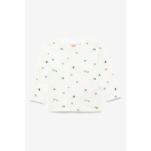 Bluza de bumbac cu imprimeu - Verde/Portocaliu pal/Alb murdar imagine