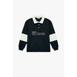 Bluza polo cu doua nuante - Alb murdar/Bleumarin imagine