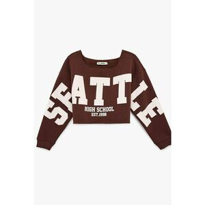 Bluza crop de trening cu imprimeu text - Rosu inchis imagine