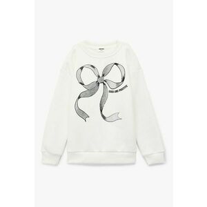 Bluza de trening cu maneci cazute si imprimeu - Alb fildes/Gri imagine