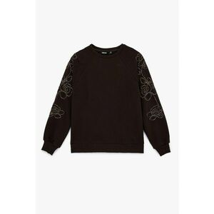 Bluza de trening cu croiala supradimensionata si margele - Maro inchis imagine