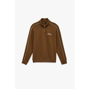 Bluza de trening cu fenta cu fermoar si benzi contrastante - Maro cognac imagine