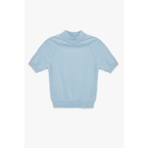 Pulover tricotat cu maneci scurte - Albastru pastel imagine