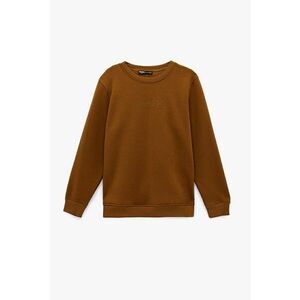 Bluza regular fit de trening cu decolteu la baza gatului - Caramel imagine