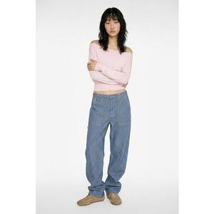 Bluza de trening crop cu decolteu pe umeri - Roz pastel imagine