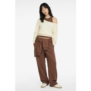 Bluza de trening crop cu decolteu pe umeri - Galben pal imagine