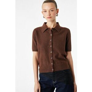 Pulover polo cu maneci scurte - Maro imagine