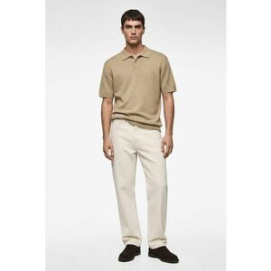 Pulover polo tricotat fin - Maro nisip imagine