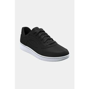 Pantofi sport de piele si piele ecologica cu logo in relief - Negru imagine