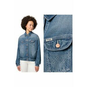 Jacheta Dama - Jumbo Trucker Jacket - Regular Fit - Design Clasic - Maneci Lungi - 2 Buzunare - Cu Nasturi - Bumbac - Albastru - Albastru imagine