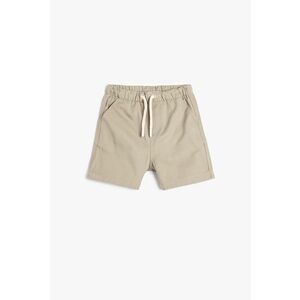 Pantaloni scurti cu snur si buzunare oblice - Grej imagine