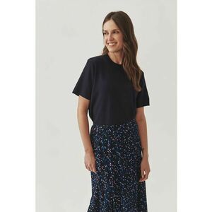 Bluza tricotata fin cu maneci scurte - Negru stins imagine