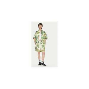 Pantaloni scurti cu model floral si croiala ampla. - Verde/Bej imagine