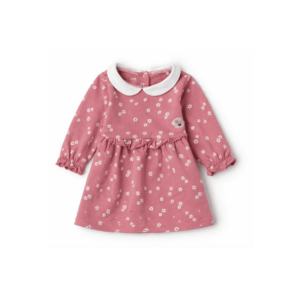 Rochie bebe fetite iDO din fleece de bumbac cu imprimeu floral si volan imagine