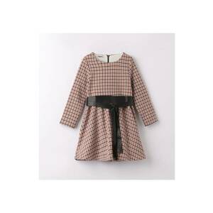 Rochie in carouri si curea pentru fetite - I Orange - Negru/Portocaliu imagine