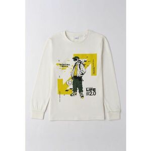 Bluza cu imprimeu si decolteu la baza gatului - Galben/Crem imagine