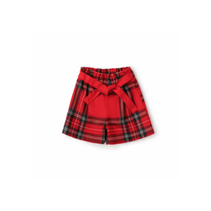 Pantaloni scurti iDO pentru fete - model in carouri - cu talie elastica si cordon decorativ imagine