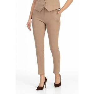 Pantaloni dama din stofa - conici - cu talie inalta si buzunare laterale - Bej imagine