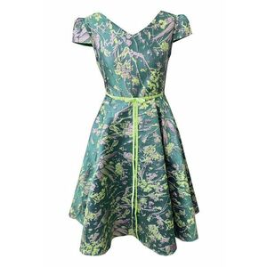 Rochie midi din brocart Carla - Verde imagine