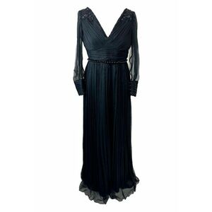 Rochie maxi din matase cu detalii brodate Jacqueline - Negru imagine