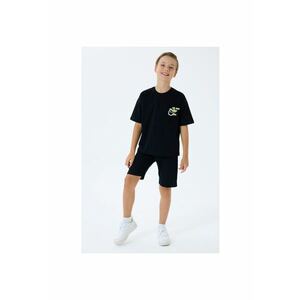 Set doua piese cu tricou si pantaloni scurti - pentru baieti - Negru imagine