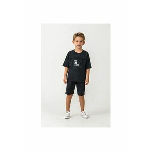 Set doua piese cu tricou si pantaloni scurti - pentru baieti - Negru imagine
