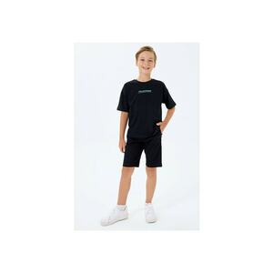 Set doua piese cu tricou si pantaloni scurti - pentru baieti - Negru imagine