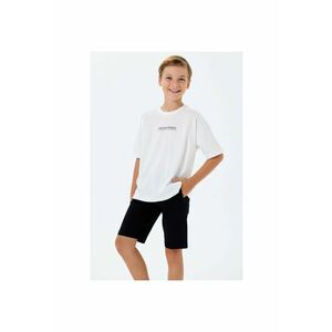 Set doua piese cu tricou si pantaloni scurti - pentru baieti - Alb imagine