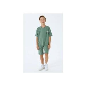 Set doua piese cu tricou si pantaloni scurti - pentru baieti - Verde inchis imagine