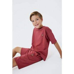 Trening scurt din bumbac cu broderie logo discreta - Rosu capsuna imagine