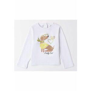 Bluza cu imprimeu catel - strasuri decorative - Alb - Verde imagine