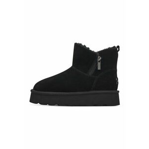 Ghete flatform de piele intoarsa - Negru imagine