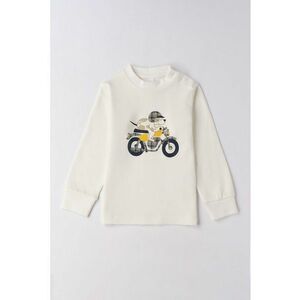 Bluza de bumbac cu imprimeu motocicleta - Alb imagine