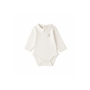 Body bebe iDO cu maneca lunga - din bumbac 100% - cu capse la spate si intre picioare - culoare Alb crem imagine
