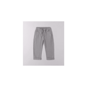 Pantaloni baieti din bumbac elastic in dungi cu talie elastica si snur croiala lejera cu tiv intors imagine