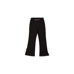 Pantaloni eleganti fete din Punto Milano Croiala evazata talie elastica cu detaliu lant si slituri laterale imagine