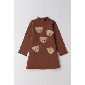 Rochie dreapta cu broderie - Maro imagine