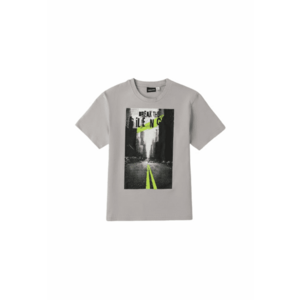 Tricou baieti din bumbac 100% interlock cu imprimeu urban si croiala oversized imagine